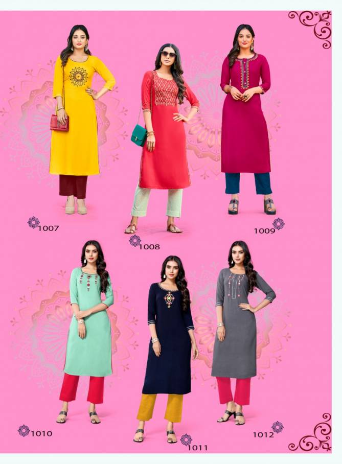 Casual Diaries 1 Latest Fancy Designer Casual Wear Heavy Embroidery Work Rayon Kurtis Collection
